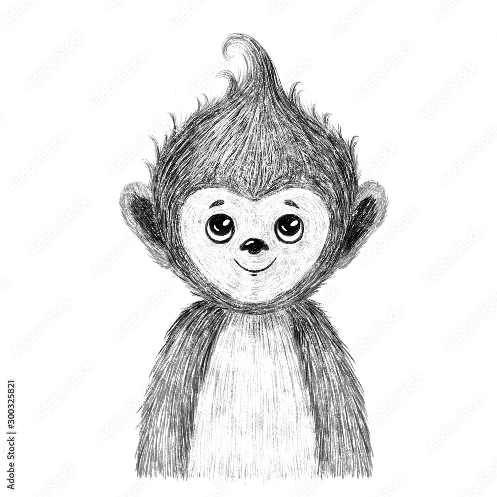 Obraz premium Baby monkey. Hand drawn animal. Isolated
