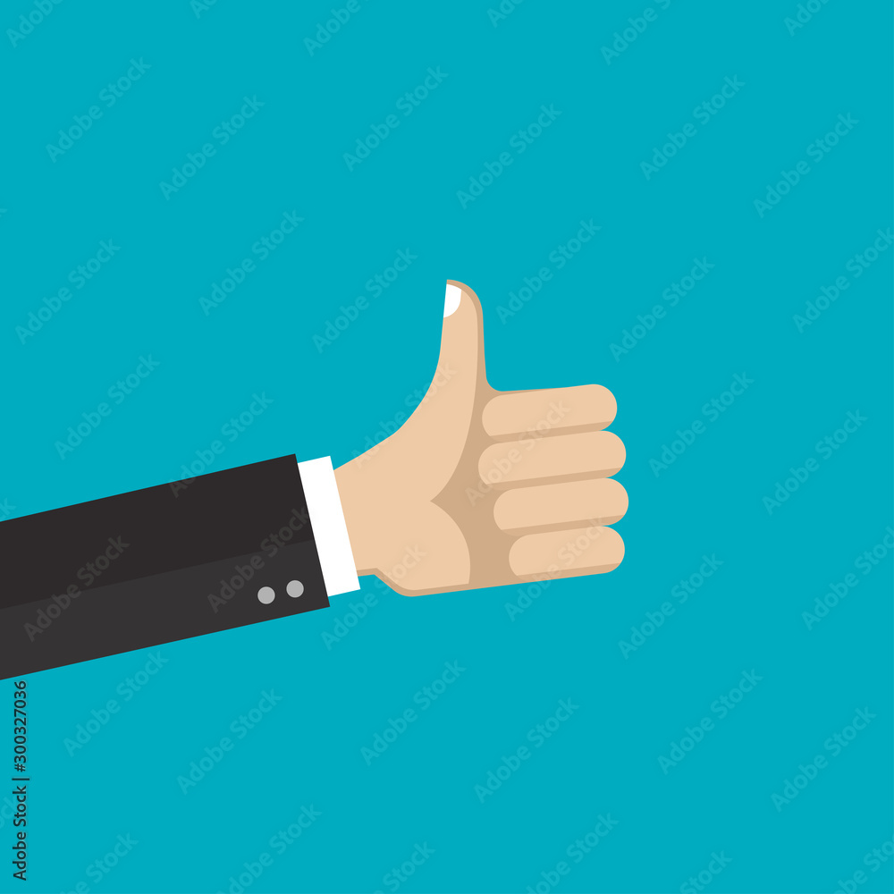 Hand with thumb up. Like, good, positive symbol. Vector illustration. Hand with thumb up. Like, good, positive symbol. Vector illustration.