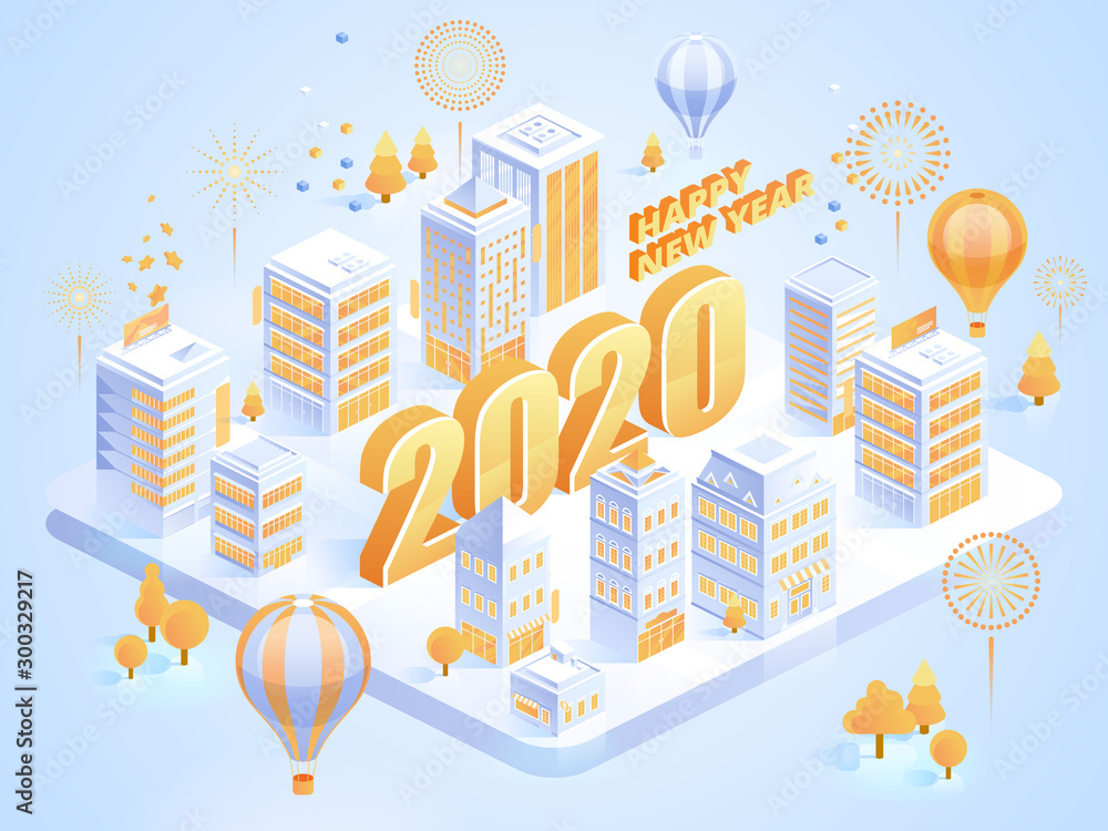 2020 Happy New Year Digital technologies New ideas