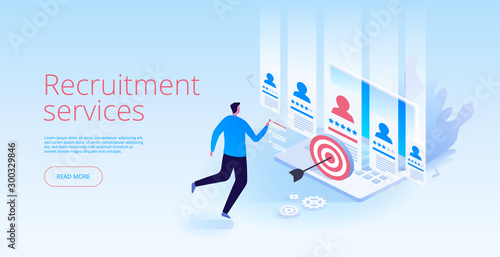 Isometric Recruiting concept Business HR agency