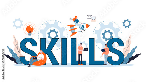 Skills concept. Education, training and improvement. People get knowledge