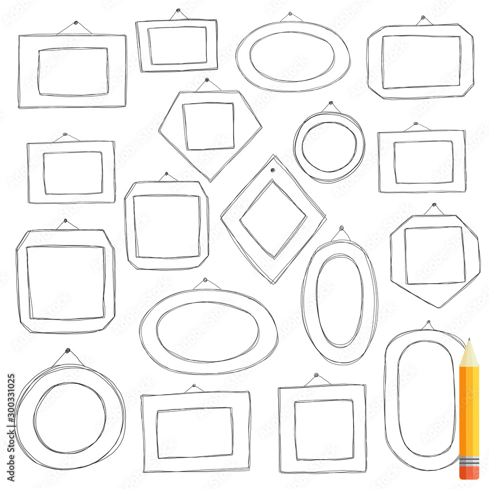 Hand-drawn illustrations of frames. Hand-drawn illustrations of frames.