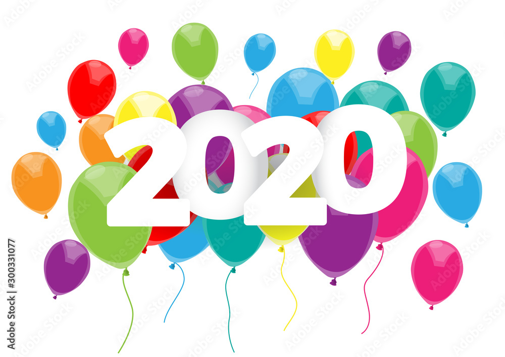 Vector 2020 poster, banner with text and balloons Vector 2020 poster, banner with text and balloons
