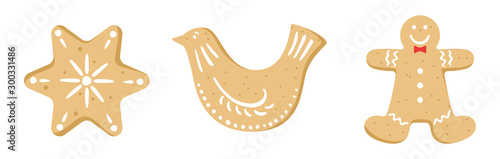 Set of traditional sweet baked christmas cookie