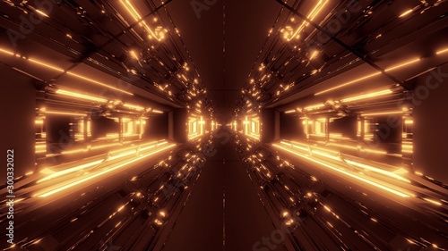 futuristic scifi fantasy tunnel with holy christian glowing cross 3d illustration wallpaper background