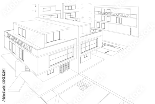 house sketch concept 3d illustration