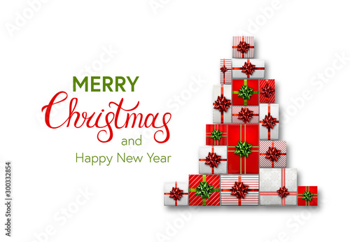 Christmas tree made from gift boxes