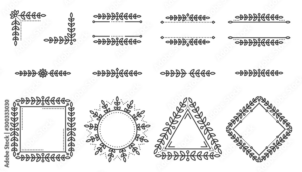 Obraz premium Text frame monogram devider corner art vector set