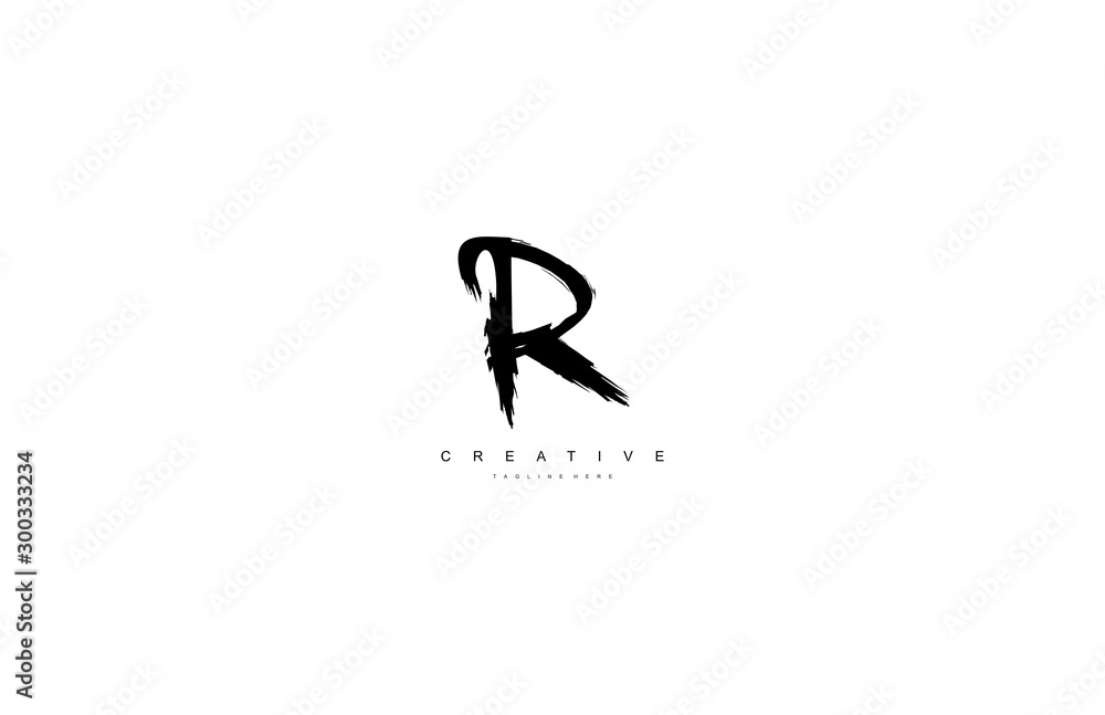 Initial R Letter Grunge Brush Letter Logo Design Initial R Letter Grunge Brush Letter Logo Design