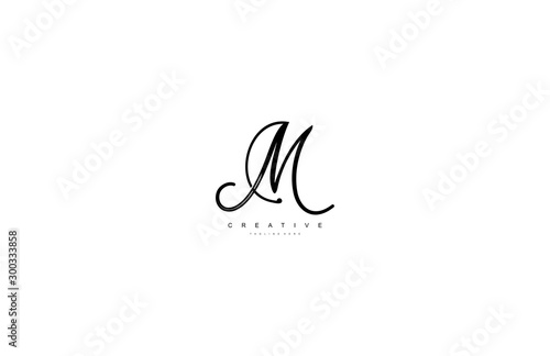 Letter M Logo Manual Elegant Minimalism Sign Vector