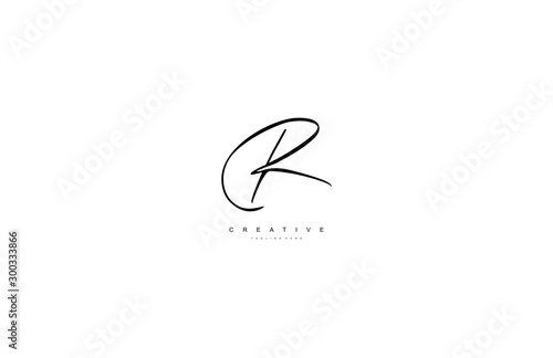 Letter R Logo Manual Elegant Minimalism Sign Vector