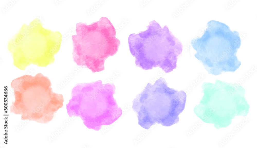 Colorful watercolor brush set for your design, vector.