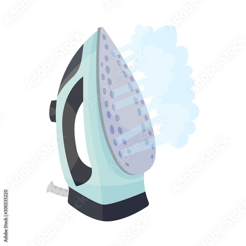Light blue iron. Vector illustration on a white background.