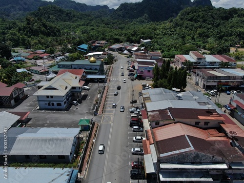 Kuching, Sarawak / Malaysia - October 27 2019: The Bau Town, landmarks, buildings, and surroundings