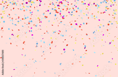 Colorful confetti on the pink background