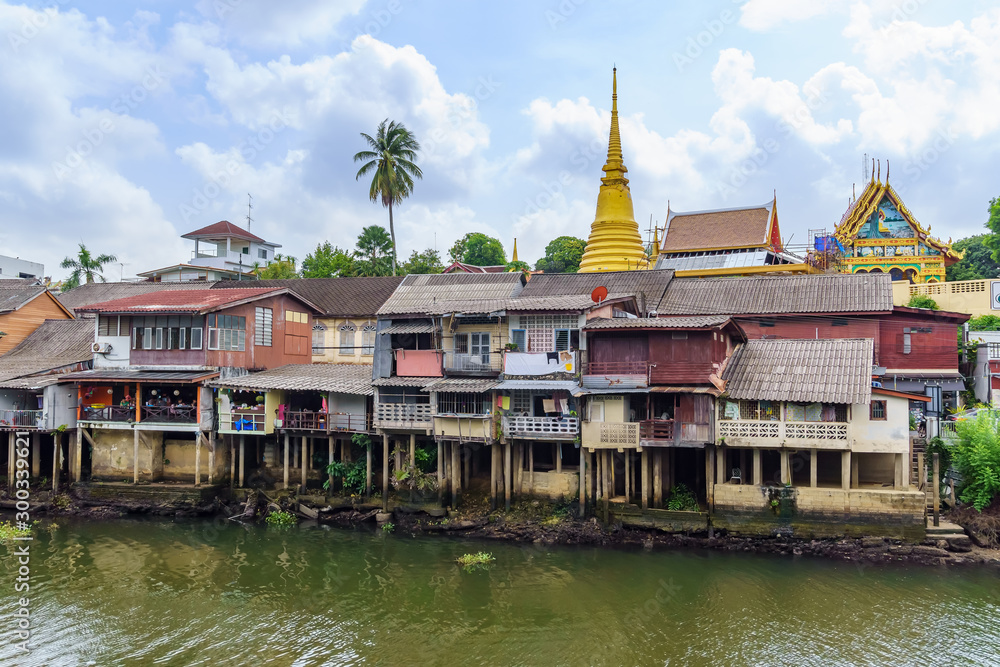 Naklejka premium Chanthaburi old town waterfront, famous historic tourist destination, Thailand
