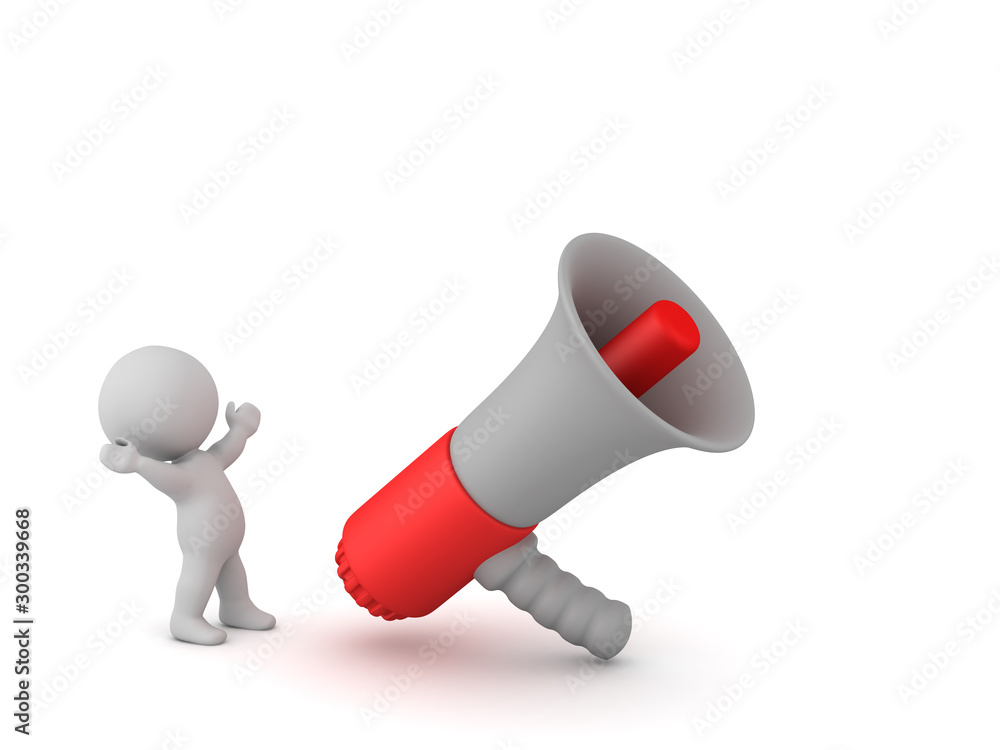 Happy 3D Character with a Large Megaphone Happy 3D Character with a Large Megaphone