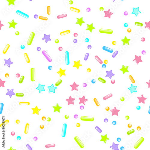 Sprinkle Cupcake Donut Topping. Seamless Pattern 