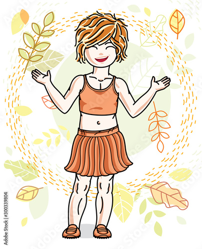 Cute happy little red-haire...