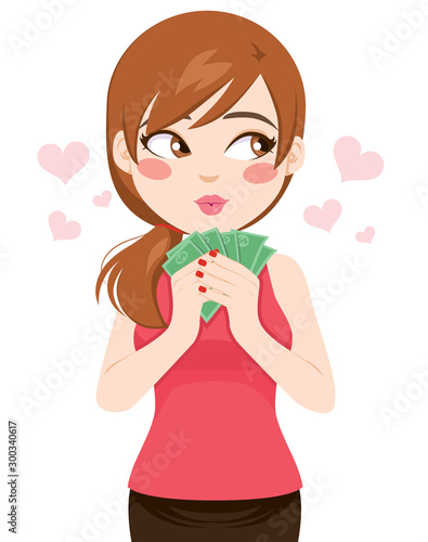 Lovely young woman holding ...