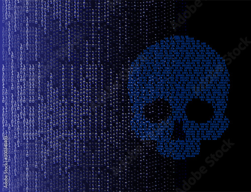 cyber hacker attack background, skull vector