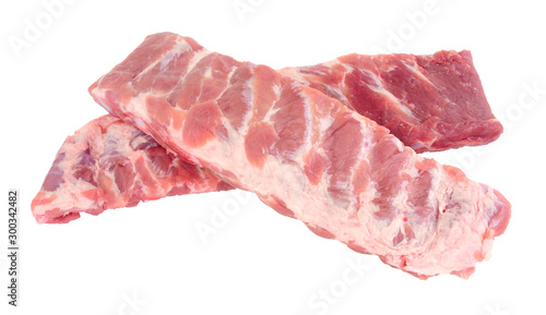 Photography Racks of fresh raw pork meat ribs isolated on a white background