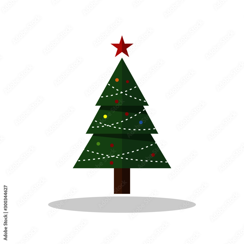 Decorated simple christmas tree with star on top of it. Vector Illustration EPS 10. Decorated simple christmas tree with star on top of it. Vector Illustration EPS 10.