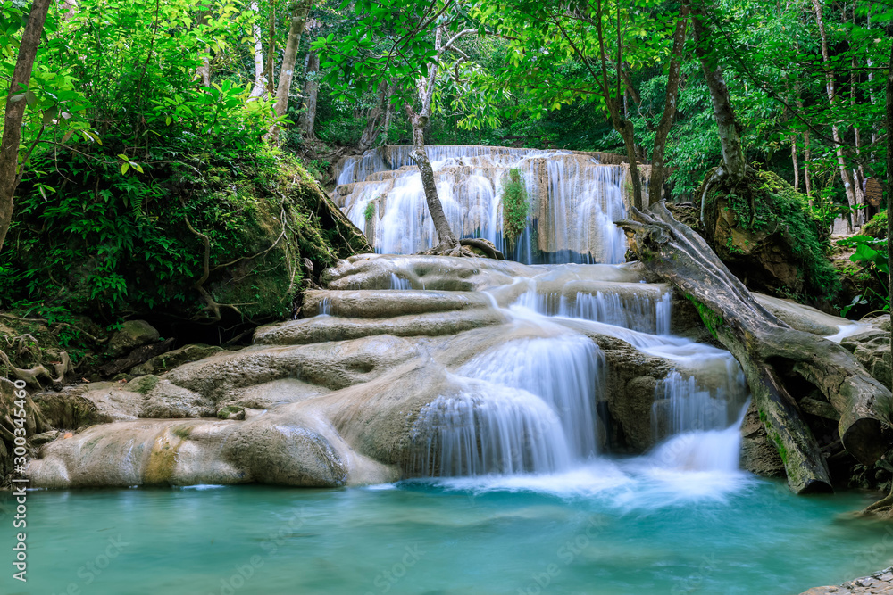 Waterfall level 2, Erawan National Park, Kanchanaburi, Thailand Waterfall level 2, Erawan National Park, Kanchanaburi, Thailand