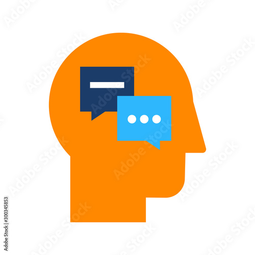 Interpersonal psychology and psychotherapy flat vector icon