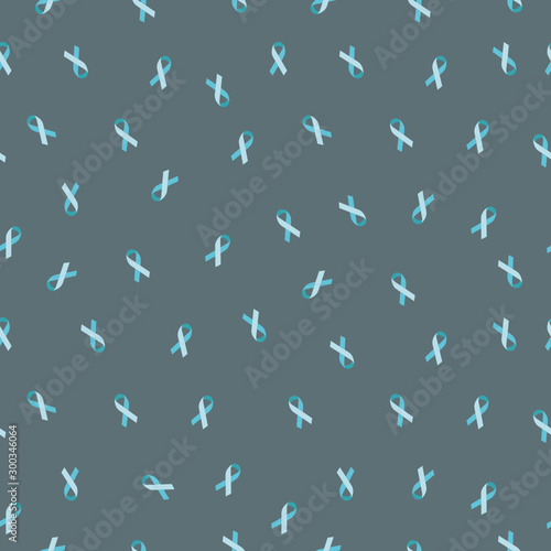 The background is a blue ribbon symbol for Prostate cancer. Seamless pattern. © Dalia