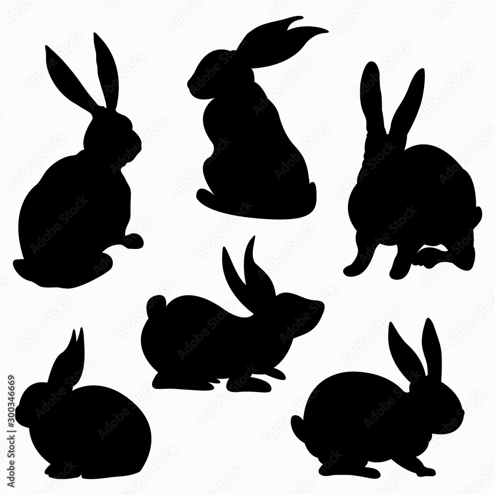 Black Rabbit Silhouette Set