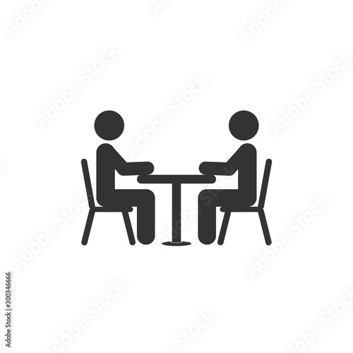 Meeting icon. Two people handshake. Job interview. Team, partners, dealing. 