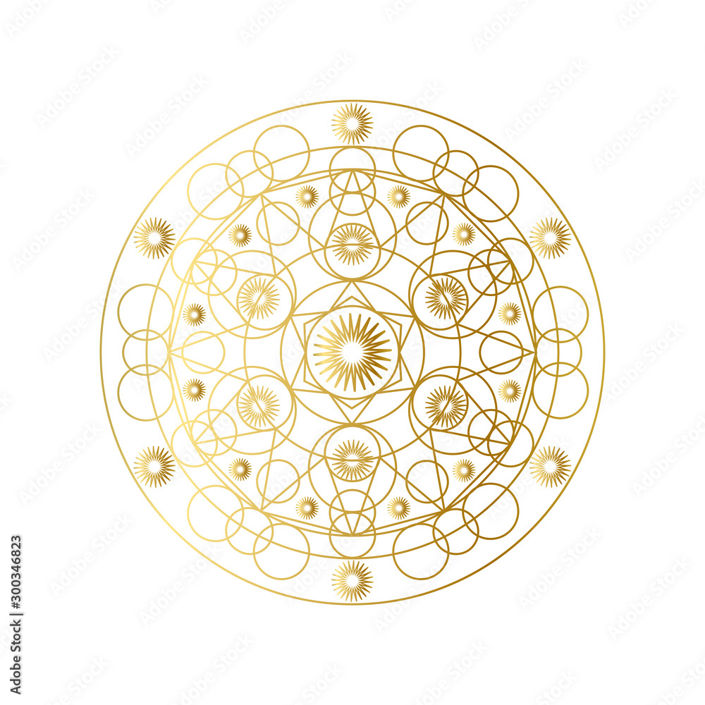 Golden abstract geometric mandala outline vector illustration Golden abstract geometric mandala outline vector illustration