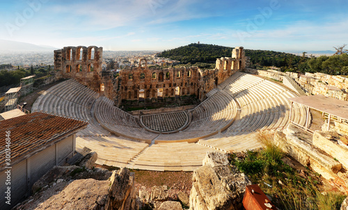 Athens - Ruins of ancient theater of Herodion Atticus in Acropolis, Greece photo