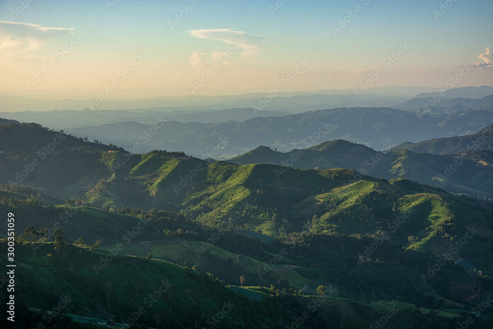 Fototapeta premium Evening light at Khun Sathan, Nan Province,Thailand.