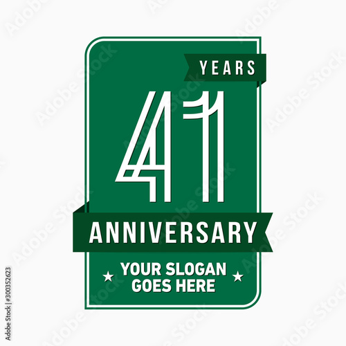 41 years anniversary design template. Forty-one years celebration logo. Vector and illustration.