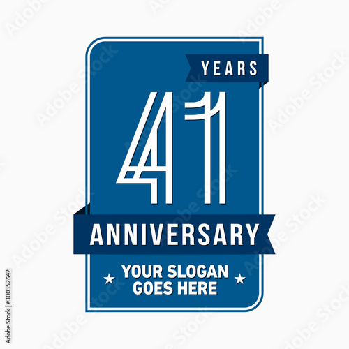 41 years anniversary design template. Forty-one years celebration logo. Vector and illustration.