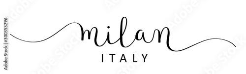 MILAN black vector brush calligraphy banner with swashes