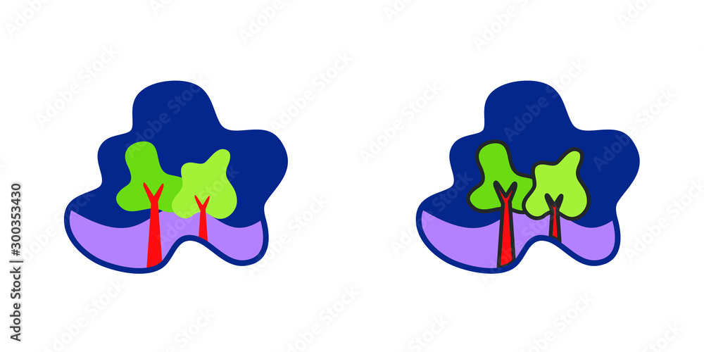 Obraz premium Tree logo flat cartoon decorative icon on white background. isolated vector illustration.