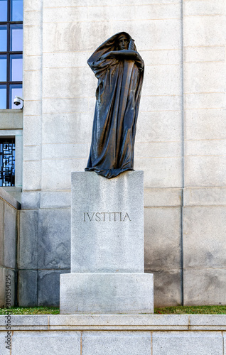 Ottawa, Canada, June 28, 2018: Iconic Statue for Justice (Ivstitia in Latim) Supreme Court Ottawa, Ontario, Canada National Capital City. photo