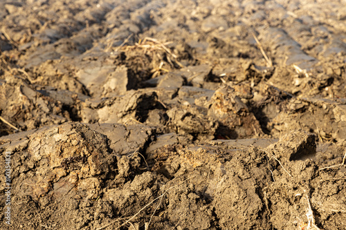 details of a fresh plowed soil , frame filled