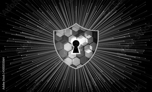 Closed Padlock on digital background, cyber security