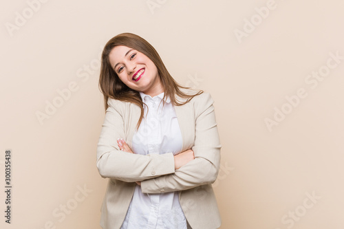 Young business woman laughing and having fun.