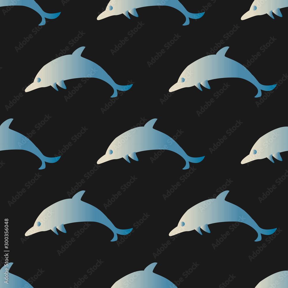 Seamless Pattern with blue dolphins Seamless Pattern with blue dolphins