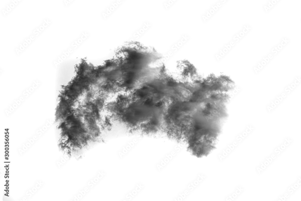 Fototapeta Czarny dym odizolowywający na białym tle