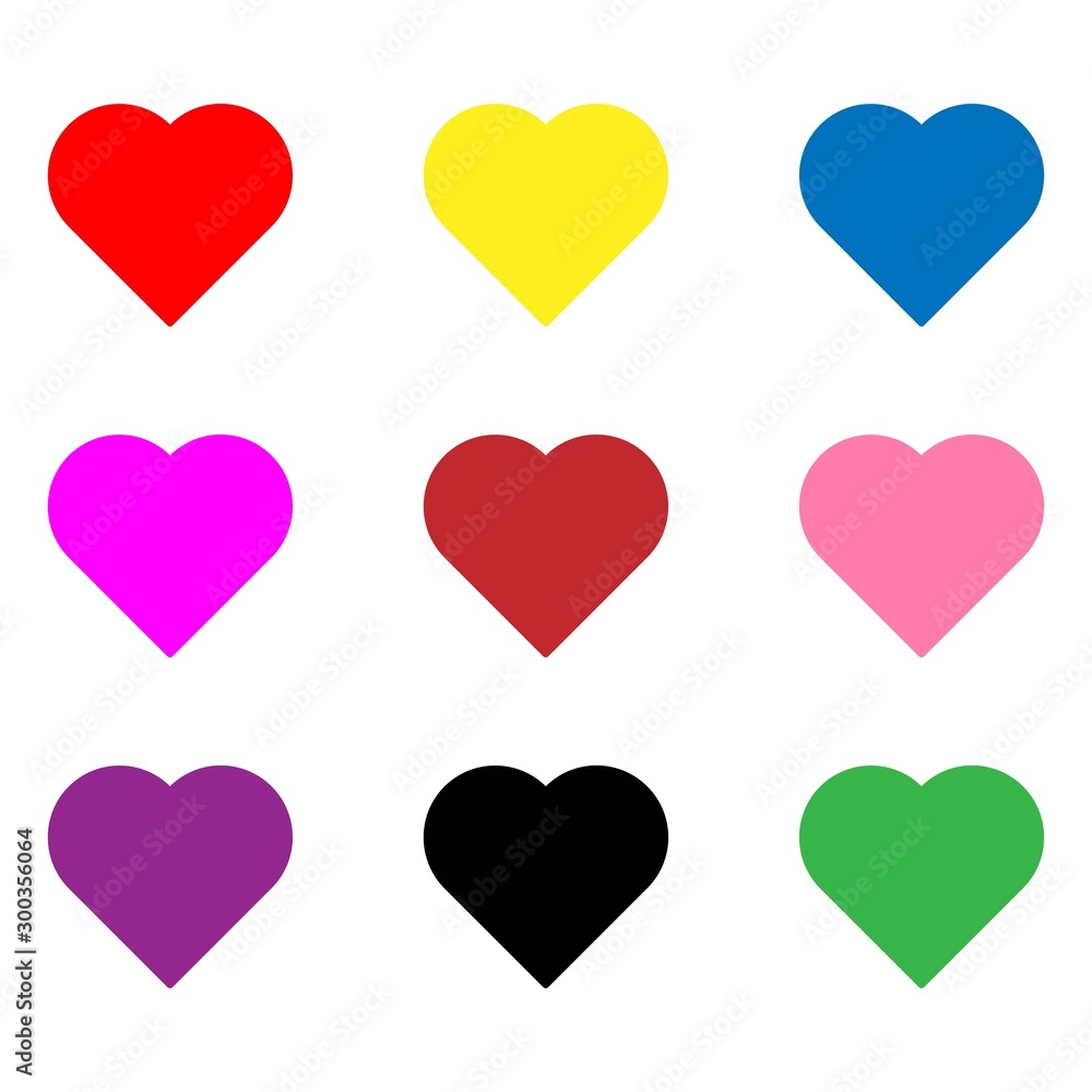 Colorful heart icon vector set