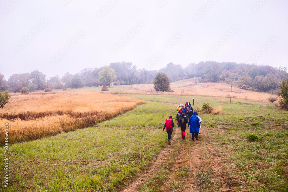 Healthy Lifestyle People Hiking In Nature