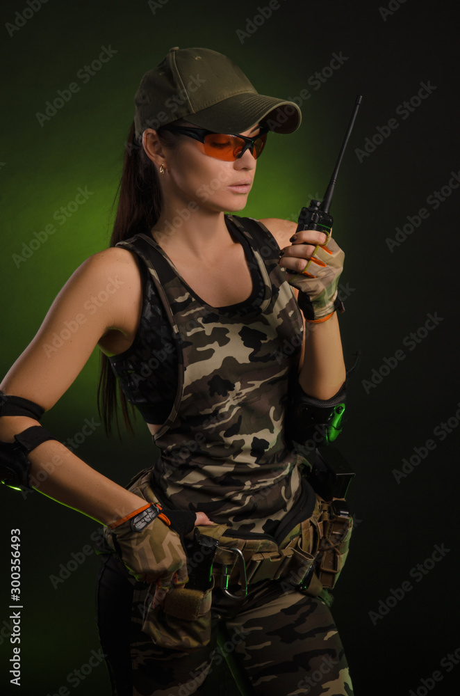 a girl in a military uniform helmet says on the radio a girl in a military uniform helmet says on the radio