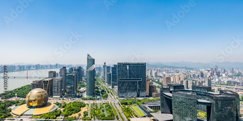 Sunny view of Qianjiang New Town, Hangzhou, Zhejiang, China