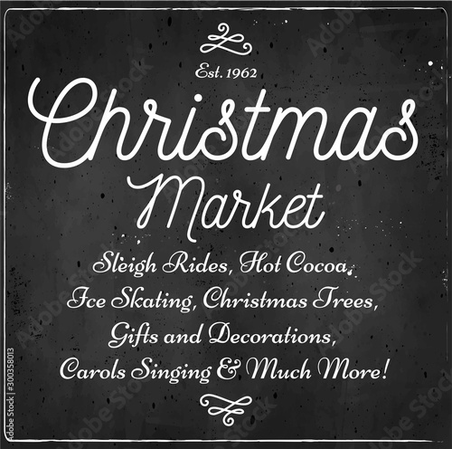 Christmas Market retro board sign vector